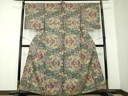 平和屋着物●本場大島紬　7マルキ　花尽くし　正絹　逸品　未使用　DABA1909ps