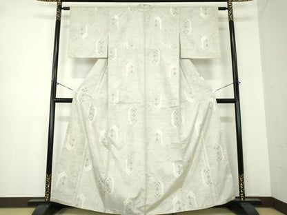 平和屋着物●本場大島紬　白大島　9マルキ　亀甲花文　正絹　逸品　DABA1911ps