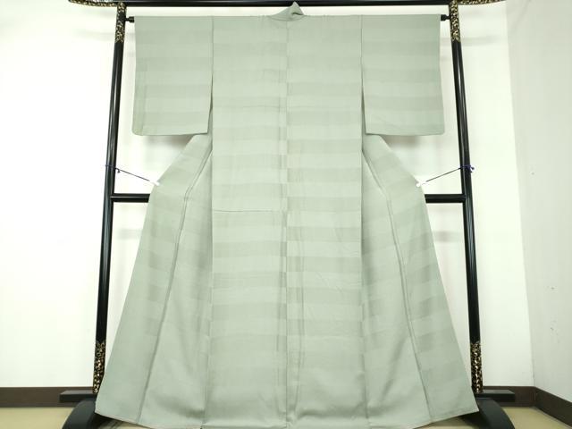 平和屋着物●上質な色無地　横段鹿の子地紋　薄青色　正絹　逸品　DABA1916ps 平和屋着物○上質な色無地 横段鹿の子地紋 薄青色 正絹 逸品