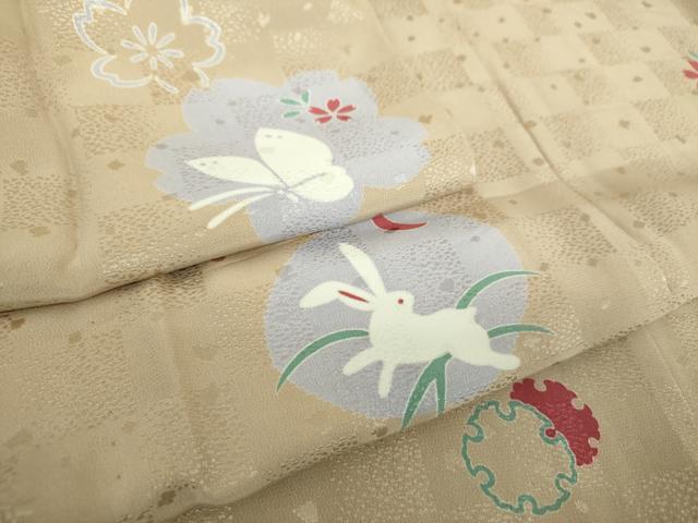 平和屋着物●上質な長襦袢　無双仕立て　雪輪月兎　舞蝶文　雪華文　正絹　逸品　DABA1919ps