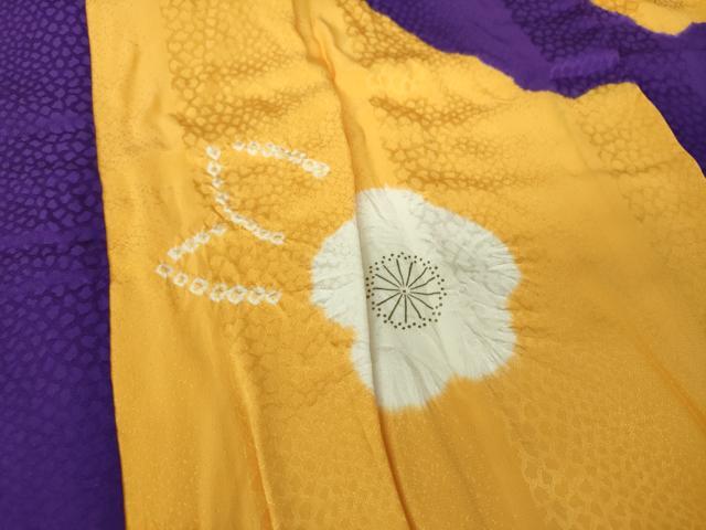 平和屋着物○振袖用長襦袢 袷 半衿刺繍 絞り 舞梅 正絹 逸品