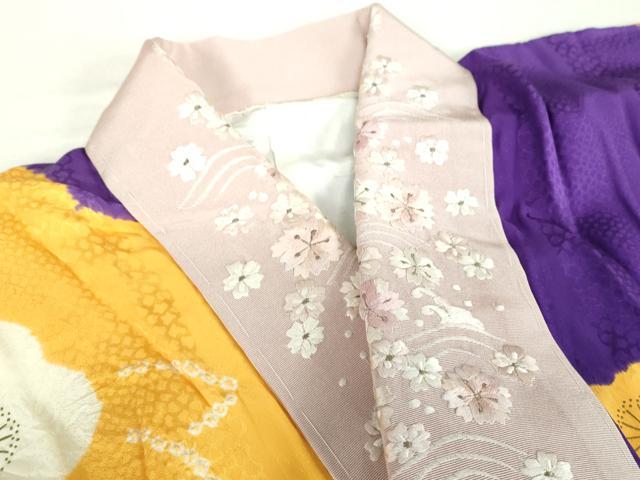 平和屋着物●振袖用長襦袢　袷　半衿刺繍　絞り　舞梅　正絹　逸品　DABA1921ps 平和屋着物○振袖用長襦袢 袷 半衿刺繍 絞り 舞梅 正絹 逸品