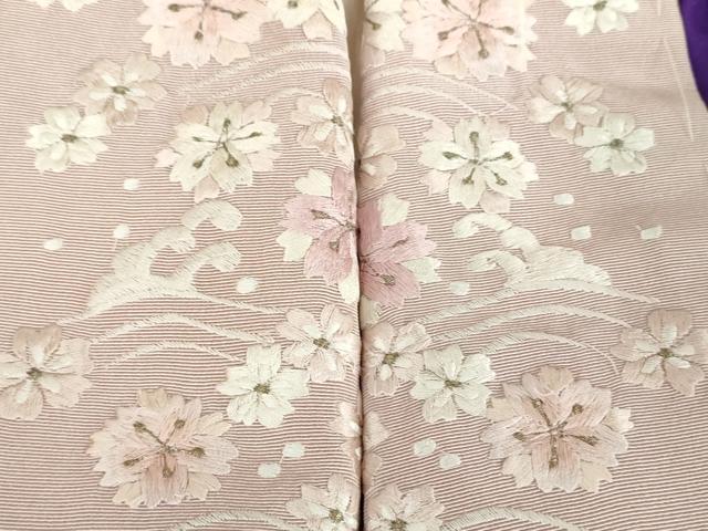 平和屋着物○振袖用長襦袢 袷 半衿刺繍 絞り 舞梅 正絹 逸品