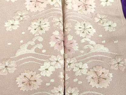 平和屋着物●振袖用長襦袢　袷　半衿刺繍　絞り　舞梅　正絹　逸品　DABA1921ps