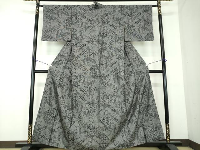 平和屋着物●本場大島紬　9マルキ　風景文　山富織物謹製　証紙付き　正絹　逸品　DABA1922ps