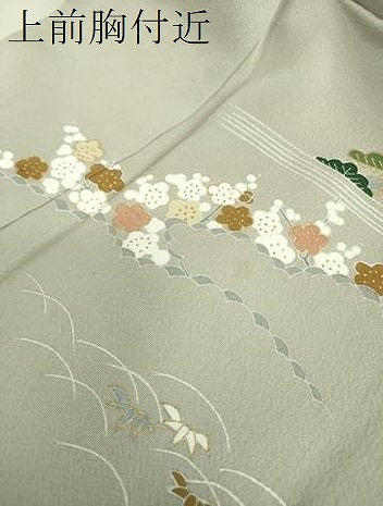 平和屋着物●訪問着　刺繍　水辺風景花文　暈し染め　金彩　正絹　逸品　DABA1926ps