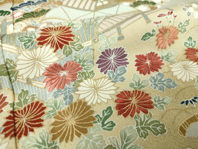 平和屋着物●訪問着　刺繍　水辺風景花文　暈し染め　金彩　正絹　逸品　DABA1926ps