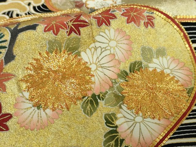 平和屋着物●豪華黒留袖　立波貝合わせ花文　金彩　阪急百貨店扱い　正絹　逸品　DABA1927ps 平和屋着物○豪華黒留袖 立波貝合わせ花文 金彩 阪急百貨店扱い