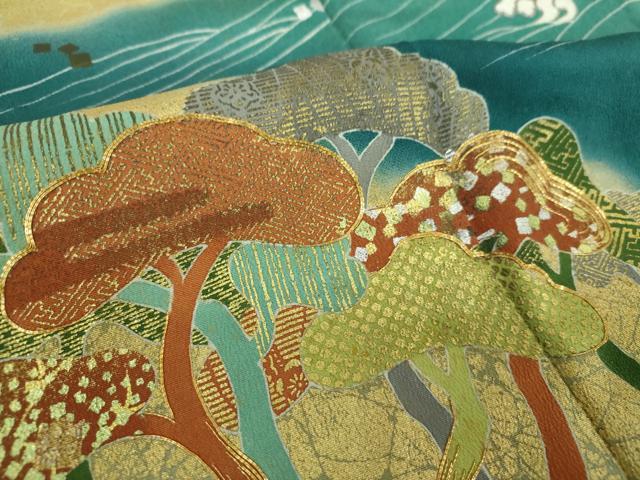 平和屋着物●京友禅の第一人者　松井青々　黒留袖　駒刺繍　浜松文　暈し染め　金彩　正絹　逸品　DABA1928ps 平和屋着物○京友禅の第一人者 松井青々 黒留袖 駒