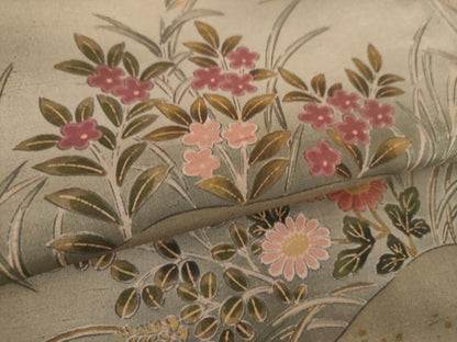 平和屋着物●訪問着　紬地　手描き　花鳥文　さが美扱い　正絹　逸品　未使用　DABA1931ps