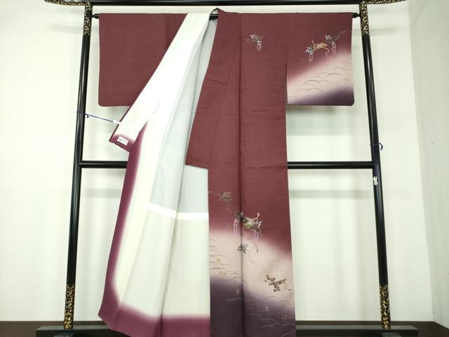 平和屋着物●訪問着　手描き　舞扇花文　暈し染め　金彩　やまと誂製　正絹　逸品　DABA1932ps 平和屋着物○訪問着 手描き 舞扇花文 暈し染め 金彩 やまと誂