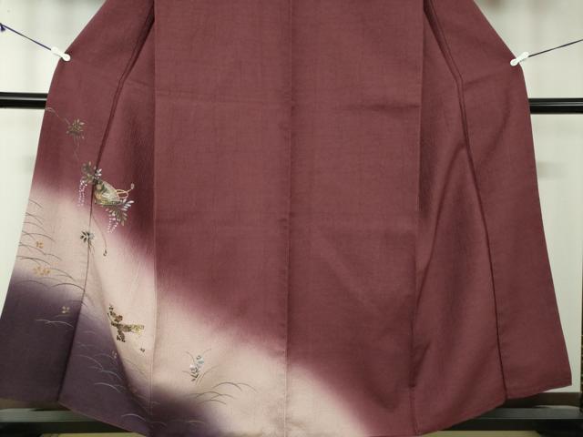 平和屋着物●訪問着　手描き　舞扇花文　暈し染め　金彩　やまと誂製　正絹　逸品　DABA1932ps 平和屋着物○訪問着 手描き 舞扇花文 暈し染め 金彩 やまと誂製 正絹