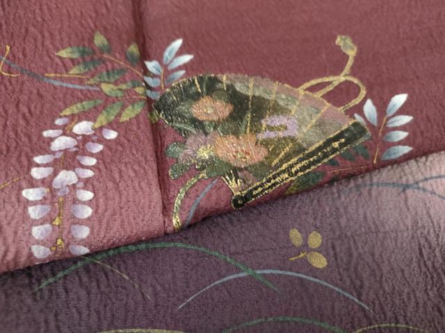 平和屋着物●訪問着　手描き　舞扇花文　暈し染め　金彩　やまと誂製　正絹　逸品　DABA1932ps 平和屋着物○訪問着 手描き 舞扇花文 暈し染め 金彩 やまと誂