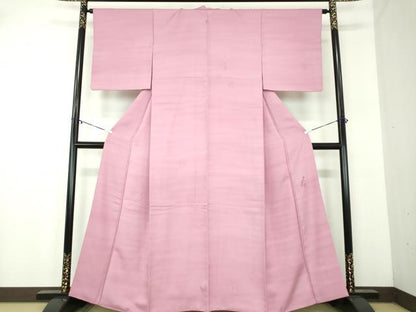 平和屋着物●染色工芸作家　本郷葵虹　小紋　花丸地紋　暈し染め　桃花色　正絹　逸品　DABA1936ps