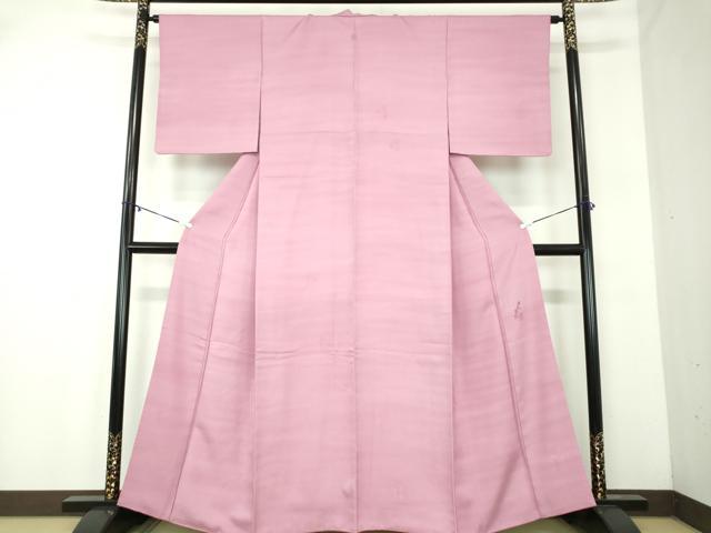 平和屋着物●染色工芸作家　本郷葵虹　小紋　花丸地紋　暈し染め　桃花色　正絹　逸品　DABA1936ps