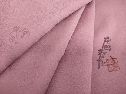 平和屋着物●染色工芸作家　本郷葵虹　小紋　花丸地紋　暈し染め　桃花色　正絹　逸品　DABA1936ps