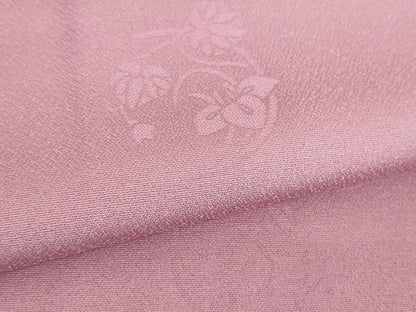 平和屋着物●染色工芸作家　本郷葵虹　小紋　花丸地紋　暈し染め　桃花色　正絹　逸品　DABA1936ps