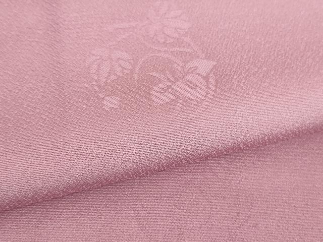 平和屋着物●染色工芸作家　本郷葵虹　小紋　花丸地紋　暈し染め　桃花色　正絹　逸品　DABA1936ps