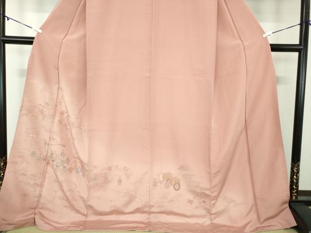 平和屋着物●中国三大刺繍　スワトウ刺繍　汕頭刺繍　総刺繍　訪問着　雲取り人物風景花文　暈し染め　ロング丈　正絹　逸品　DABA1937ps