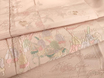 平和屋着物●中国三大刺繍　スワトウ刺繍　汕頭刺繍　総刺繍　訪問着　雲取り人物風景花文　暈し染め　ロング丈　正絹　逸品　DABA1937ps