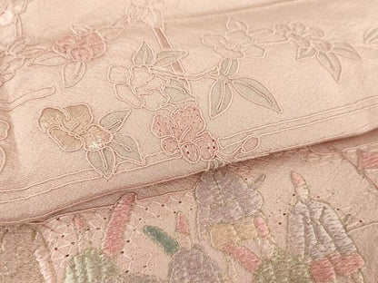 平和屋着物●中国三大刺繍　スワトウ刺繍　汕頭刺繍　総刺繍　訪問着　雲取り人物風景花文　暈し染め　ロング丈　正絹　逸品　DABA1937ps