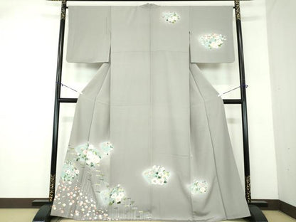 平和屋着物●訪問着　友禅　地紙花文　暈し染め　正絹　逸品　DABA1939ps