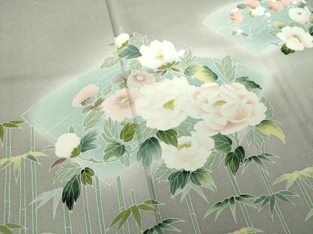 平和屋着物●訪問着　友禅　地紙花文　暈し染め　正絹　逸品　DABA1939ps