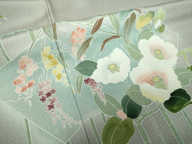 平和屋着物●訪問着　友禅　地紙花文　暈し染め　正絹　逸品　DABA1939ps