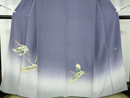 平和屋着物●漆工芸作家　金森一博　色留袖　飛鶴文　暈し染め　金彩　正絹　逸品　未使用　DABA1942ps