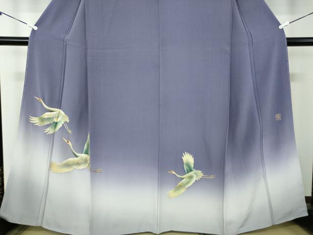 平和屋着物●漆工芸作家　金森一博　色留袖　飛鶴文　暈し染め　金彩　正絹　逸品　未使用　DABA1942ps