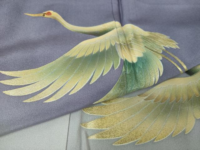 平和屋着物●漆工芸作家　金森一博　色留袖　飛鶴文　暈し染め　金彩　正絹　逸品　未使用　DABA1942ps