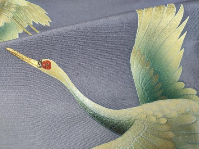 平和屋着物●漆工芸作家　金森一博　色留袖　飛鶴文　暈し染め　金彩　正絹　逸品　未使用　DABA1942ps