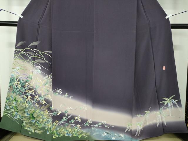 平和屋着物●訪問着　友禅　作家物　秋草文　暈し染め　正絹　逸品　DABA1944ps 平和屋着物○訪問着 友禅 作家物 秋草文 暈し染め 正絹 逸品