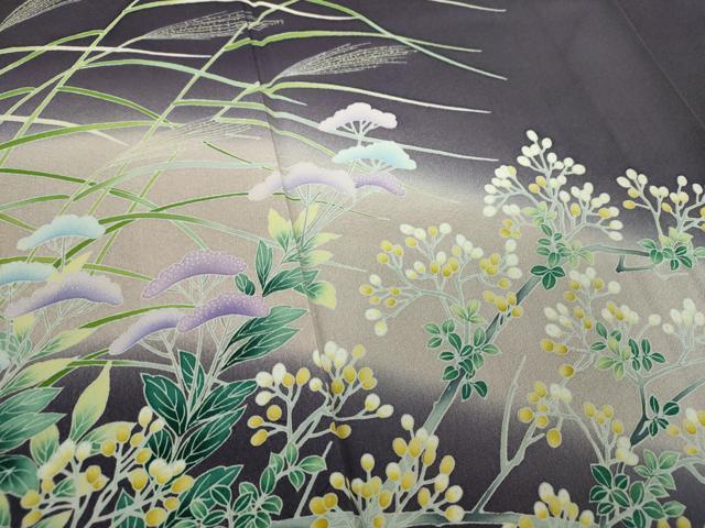 平和屋着物●訪問着　友禅　作家物　秋草文　暈し染め　正絹　逸品　DABA1944ps