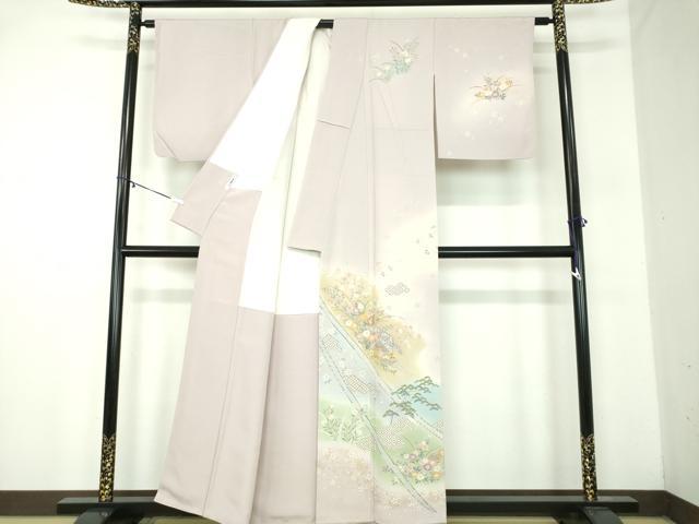 平和屋着物●訪問着　駒刺繍　扇面吉祥花文　暈し染め　金彩　正絹　逸品　DABA1945ps 平和屋着物○訪問着 駒刺繍 扇面吉祥花文 暈し染め 金彩 正絹 逸品
