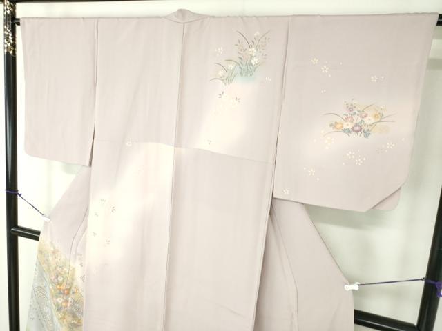 平和屋着物●訪問着　駒刺繍　扇面吉祥花文　暈し染め　金彩　正絹　逸品　DABA1945ps