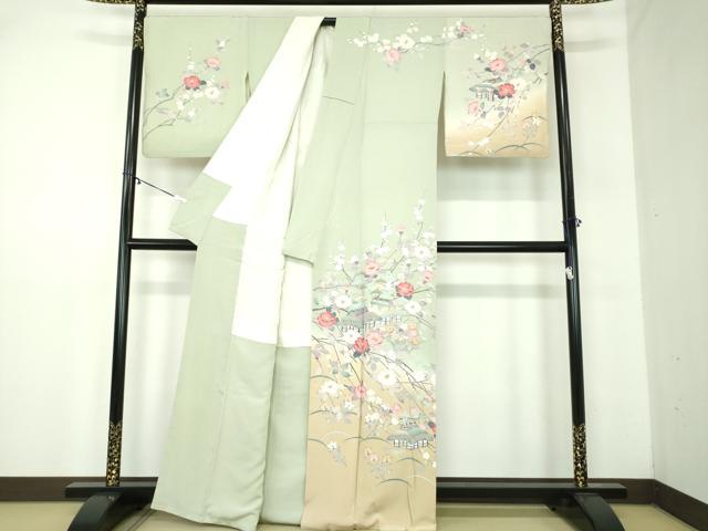 平和屋着物○訪問着 友禅 作家物 風景花文 暈し染め 正絹