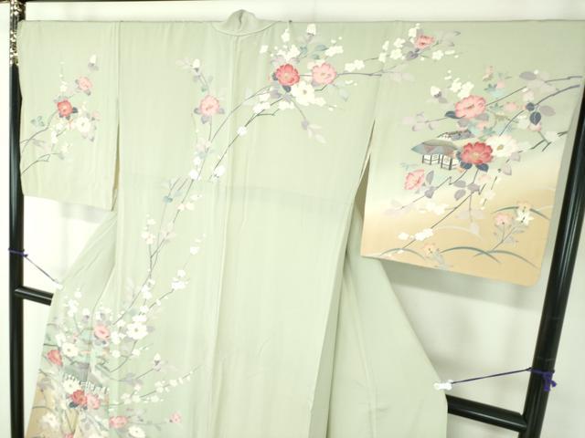 平和屋着物●訪問着　友禅　作家物　風景花文　暈し染め　正絹　逸品　DABA1947ps