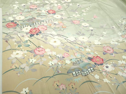 平和屋着物●訪問着　友禅　作家物　風景花文　暈し染め　正絹　逸品　DABA1947ps