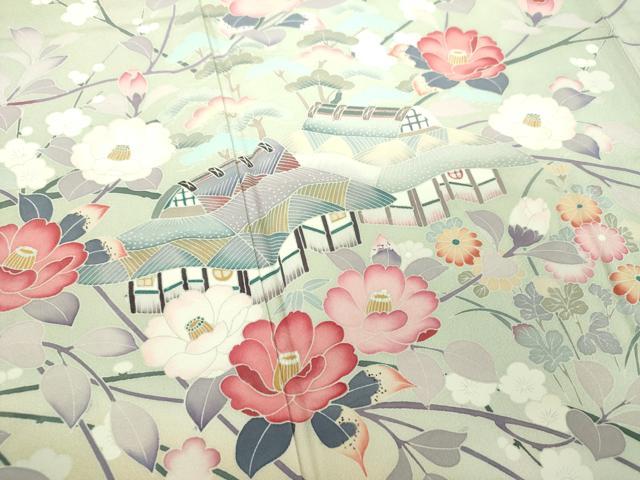 平和屋着物●訪問着　友禅　作家物　風景花文　暈し染め　正絹　逸品　DABA1947ps