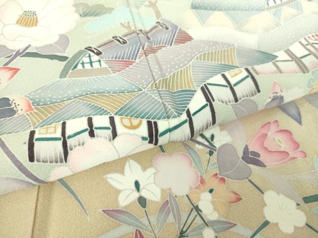 平和屋着物●訪問着　友禅　作家物　風景花文　暈し染め　正絹　逸品　DABA1947ps
