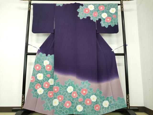 平和屋着物○絞り染師 清鈴 訪問着 椿 暈し染め 正絹