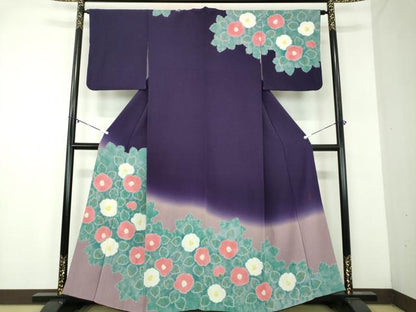 平和屋着物●絞り染師　清鈴　訪問着　椿　暈し染め　正絹　逸品　DABA1950ps