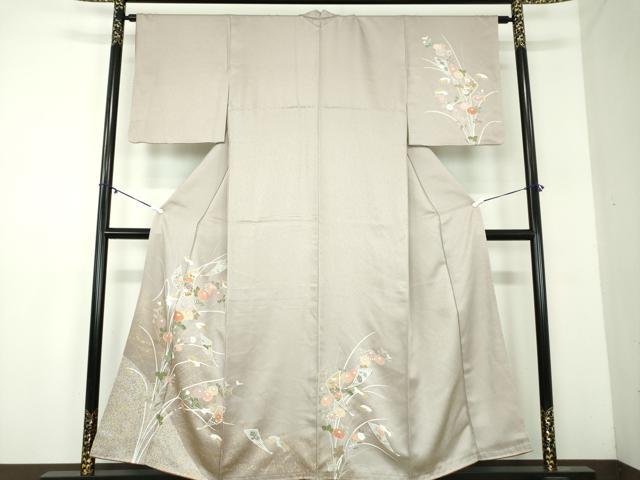 平和屋着物●訪問着　扇面花文　暈し染め　金彩　正絹　逸品　DABA1951ps