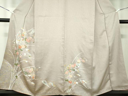 平和屋着物●訪問着　扇面花文　暈し染め　金彩　正絹　逸品　DABA1951ps