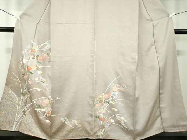 平和屋着物●訪問着　扇面花文　暈し染め　金彩　正絹　逸品　DABA1951ps