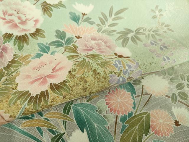 平和屋着物●訪問着　作家物　渡橋風景花文　暈し染め　金彩　正絹　逸品　DABA1952ps