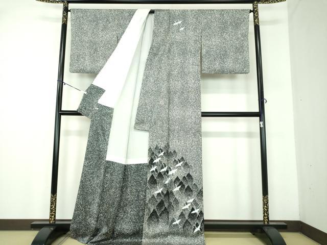 平和屋着物●訪問着　刺繍　群鶴　たたき染め　さが美扱い　正絹　逸品　DABA1953ps 平和屋着物○訪問着 刺繍 群鶴 たたき染め さが美扱い 正絹 逸品