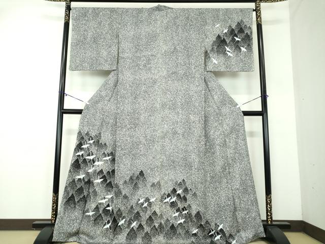 平和屋着物●訪問着　刺繍　群鶴　たたき染め　さが美扱い　正絹　逸品　DABA1953ps 平和屋着物○訪問着 刺繍 群鶴 たたき染め さが美扱い 正絹 逸品