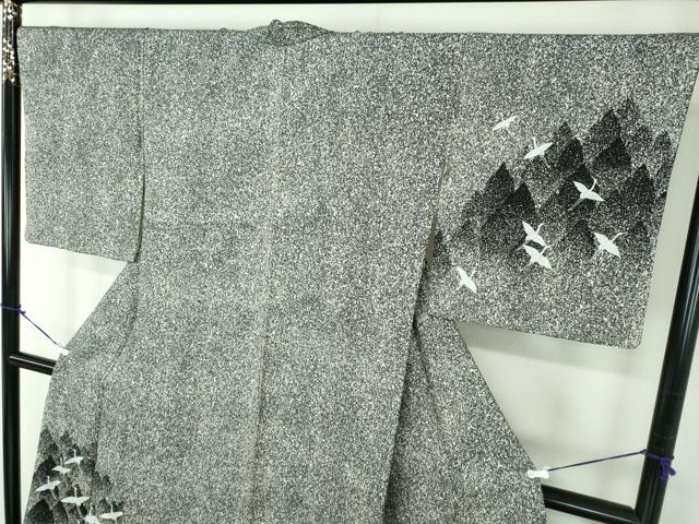 平和屋着物○訪問着 刺繍 群鶴 たたき染め さが美扱い 正絹 逸品